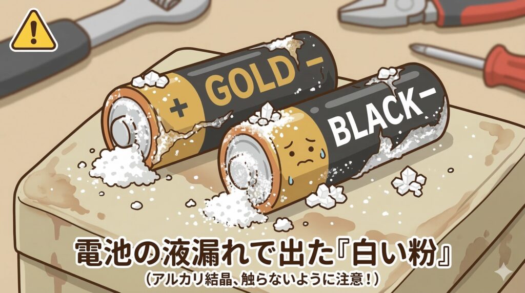 電池から出た白い粉の画像